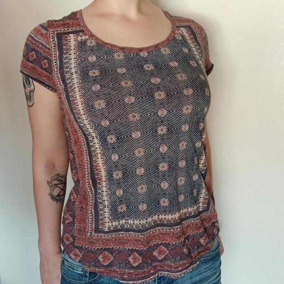 Lucky Brand Tops - Bohemian blue and purple patterned top size‎ small